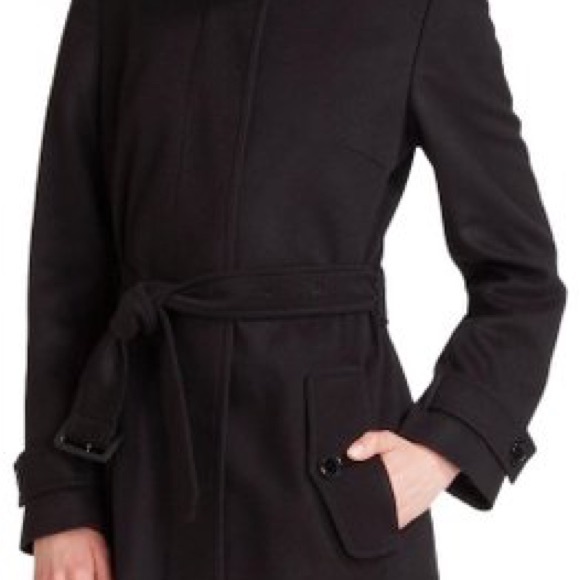 Burberry Black Wool Belted Mid-Length Coat - Picture 15 of 16